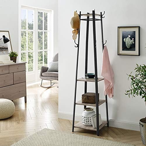VASAGLE Coat Rack Freestanding, Hall Tree with 4 Shelves
