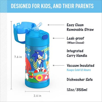 THERMOS FUNTAINER Water Bottle with Straw, 12oz, Sonic the Hedgehog