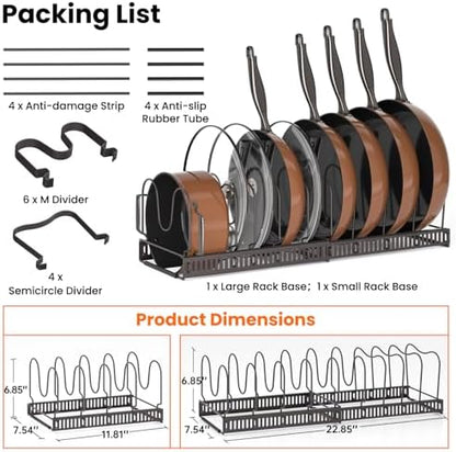 MUDEELA Expandable Pot Pan Lid Organizers inside Cabinet, 10 Divider-Bronze