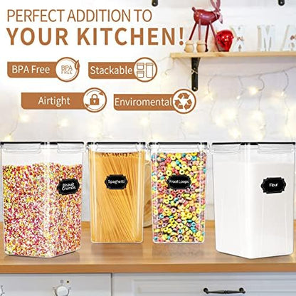 4pcs Large Tall Airtight Food Storage Containers with Lids - 6.5L / 5.9qt