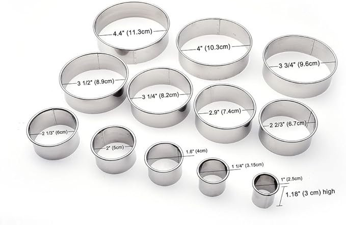 12 Piece Round Cookie Cutters Set, Donut Cutter Set, Stainless Steel Circle