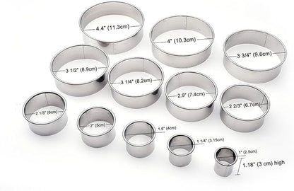 12 Piece Round Cookie Cutters Set, Donut Cutter Set, Stainless Steel Circle