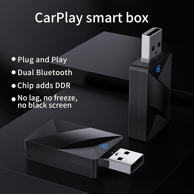 Wireless CarPlay Adapter for KIA NIRO Plug‑in Hybrid 2018-2024‌, Converts Wired to Wireless Dongle 2-in-1 5.8GHz Plug and Play Intelligent Voice Control Lag-Free