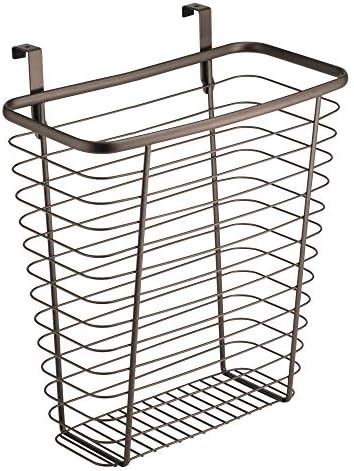 iDesign Steel Over-The-Cabinet Waste Basket or Storage Bin, The Axis Collection, 7.1" x 12.2" x 14.2", Bronze