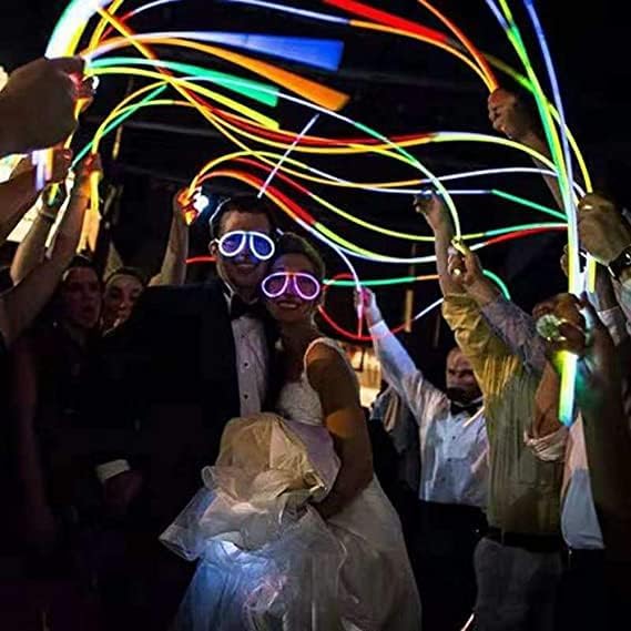 Glow Fever Glow Sticks Bulk 100ct 22'' Glow Necklaces with Connectors, Neon Light Sticks for Party Festivals Raves Concert Birthday Wedding, Tricolor