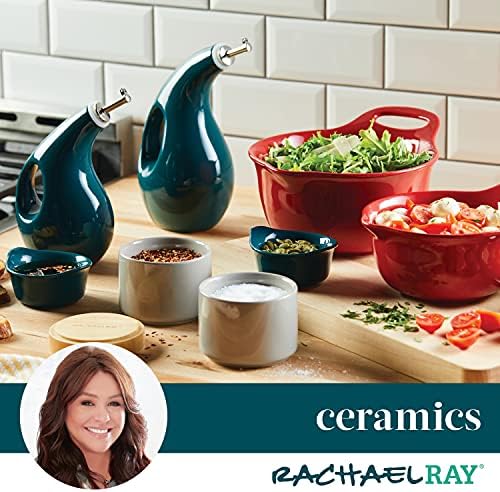 Rachael Ray Ceramics Stacking Spice/Seasoning Box Set with Lid, 2 Piece, Light Gray