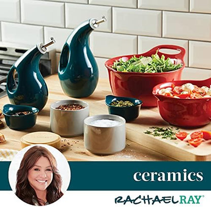 Rachael Ray Ceramics Stacking Spice/Seasoning Box Set with Lid, 2 Piece, Light Gray