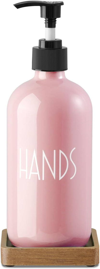 Pink Glass Hand Soap Dispenser