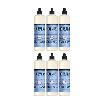 [6 Pack] Clean Day Bluebell Scent Liquid Dish Soap 16 oz 1 pk with Sponge - Grease-Cutting Dish Soap - Liquid Dishwashing Soap, Plant-Derived Cleaning, Biodegradable Formula