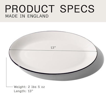 Made In Cookware - Serving Platter - White With Black Rim - Porcelain - Crafted in England