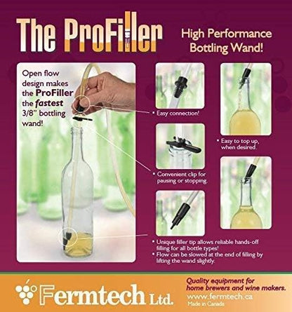 Fermtech Regular Deluxe Siphoning Kit, Regular Auto - Siphon, 24" Pro Wine Bottle Filler, Clamp and Tubing and 30" Brush.