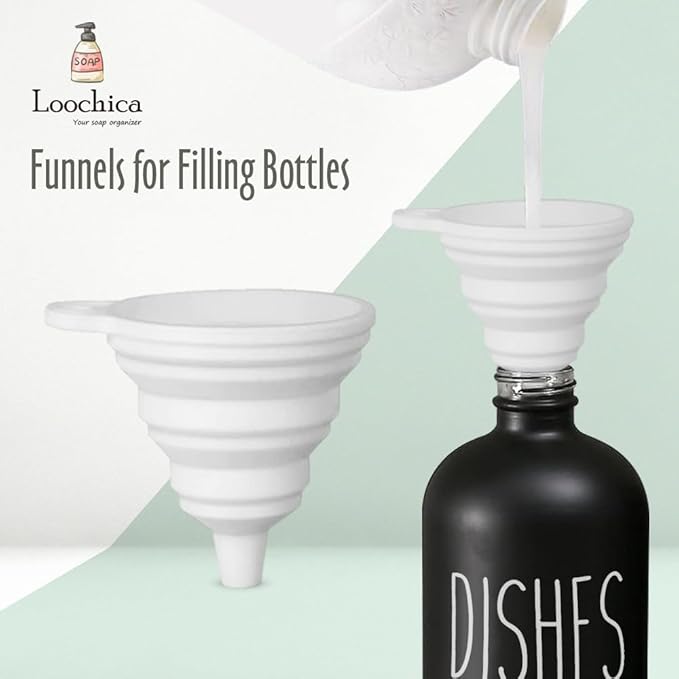 LOOCHICA Black Glass Kitchen Soap Dispenser, Detergent Dispenser or Dish Soap