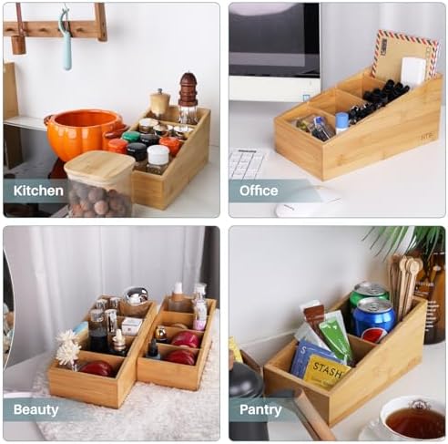HTB 4-Section Snack Organizer with Removable Dividers for Kitchen 2 Pack