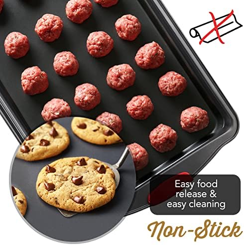 Eatex Nonstick Baking Sheet Set, 15-Piece Baking Pans Set with Silicone Handles, Carbon Steel Cookie Sheets for Baking, Commercial Grade Quality Bakeware Sets Includes Muffin Pan, Cake Pan and More