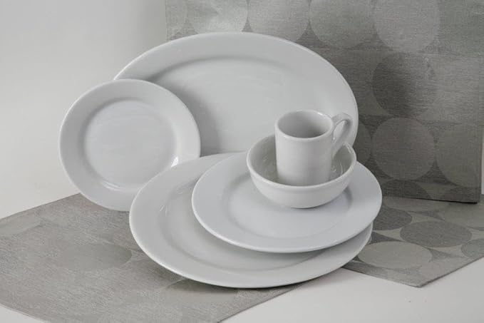 Tuxton China ALH-116 Platter, 11-3/4" x 8-1/2", Oval, Wide Rim, Rolled Edge, Microwave and Dishwasher Safe, Oven Proof, Fully Vitrified, Alaska, Porcelain White, Pack of 12