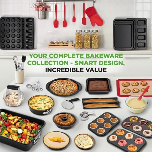 NutriChef 42 Pc Bakeware Set Nonstick, Carbon Steel Baking Pans w/Utensils