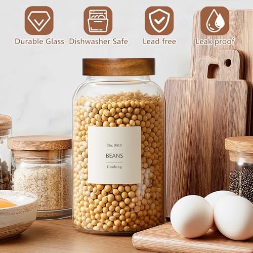 KEYWING 88oz Glass Jars w/Acacia Lids for Flour & Sugar Storage Containers