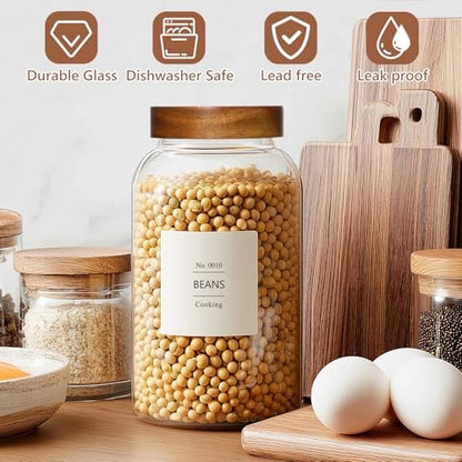 KEYWING 88oz Glass Jars w/Acacia Lids for Flour & Sugar Storage Containers