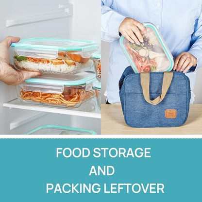 Vtopmart 5 Pack 35oz Glass Food Storage Containers with Lids, Green