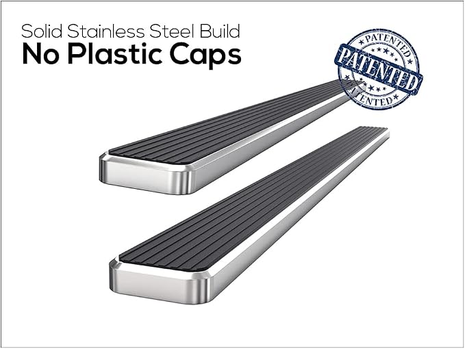 APS Running Boards (Side Bars Side Steps Step Bars) Compatible with Chevy Tahoe GMC Yukon 2000-2020 4Dr (Exclude Z71 Denali Yukon XL) (Silver 5in 304 Stainless Steel)