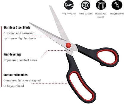Scissors, 8.5 Inch Ultra Sharp Shears, Comfort-Grip Handles Household