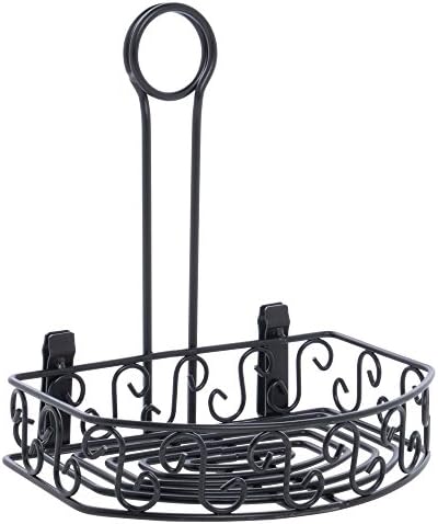 American Metalcraft CRS68 Wrought Iron Semi Round Condiment Caddy, Scroll Design, 9-Inch