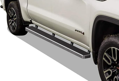 APS Premium 5in 304 Stainless Steel Running Boards Compatible with Chevy Silverado GMC Sierra Crew Cab 19-26