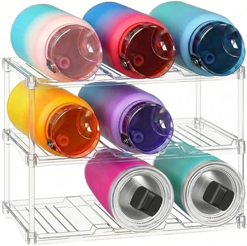 Lifewit Stackable Water Bottle Organizer, Clear Tumbler Holder for Cabinet