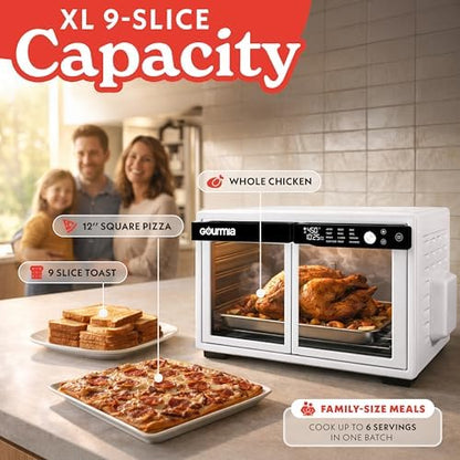 Gourmia Toaster Oven - 9-Slice Capacity, Digital Display, White