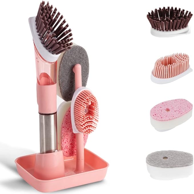 Dish Cleaning Brush, Soap Dispensing Dish Brush Set