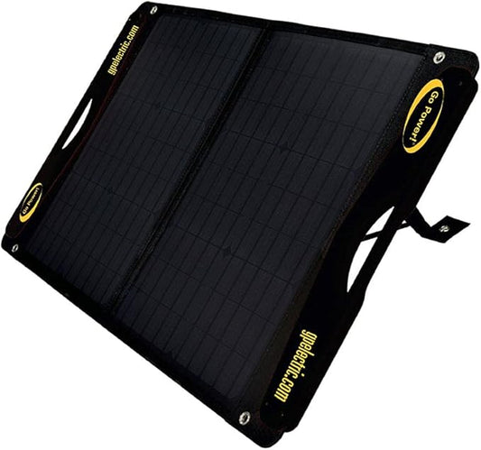 GoPower DuraLite 100-Watt Solar Panel with 30-Amp PWM Charge Controller, Foldable, High-Efficiency Monocrystalline Cells, Expandable to 300-Watt, Ideal for Camping, RVs, Campers, ATVs, Boats - Black