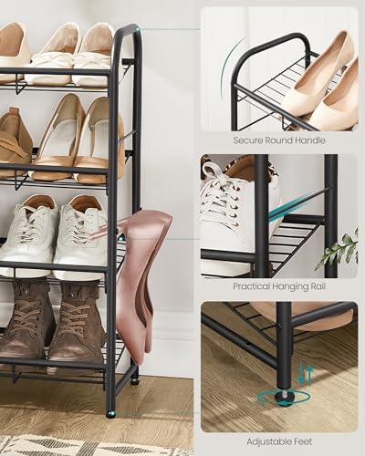 SONGMICS 4-Tier Long Stackable Metal Shoe Rack, Holds Up to 20 Pairs