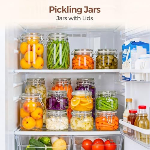 ComSaf Square Small 17 oz Glass Jars with Airtight Lids 6 Pack Wide Mouth