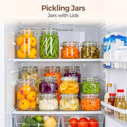 ComSaf Square Small 17 oz Glass Jars with Airtight Lids 6 Pack Wide Mouth