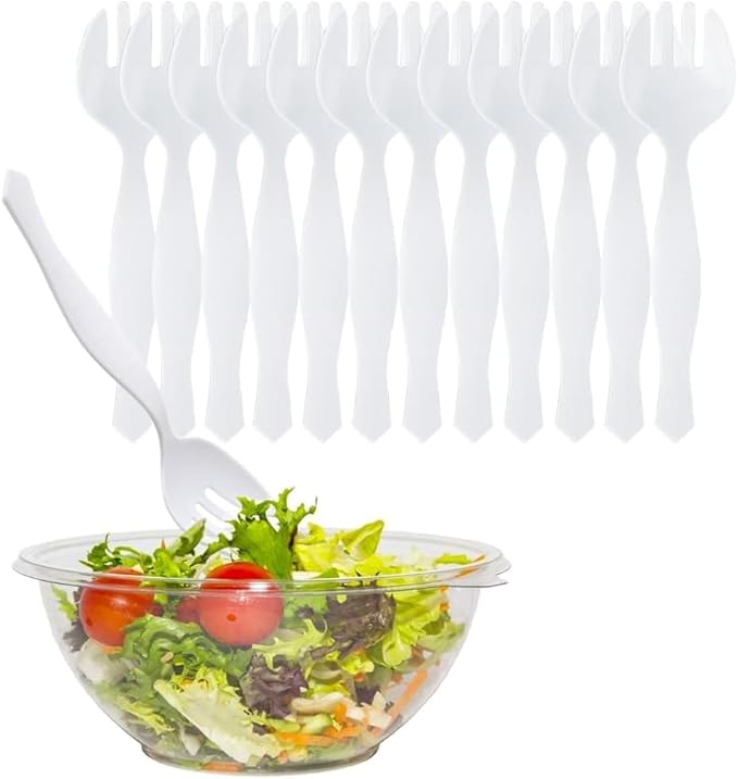 PARTY BARGAINS Disposable White Plastic Serving Forks 8.75 Inch – Heavy Duty