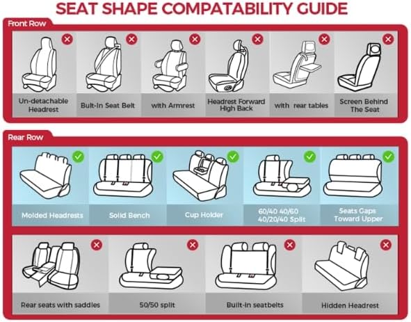 FREESOO Black Car Seat Covers Full Set, Universal Leather Seat Covers for Cars Trucks SUV, Waterproof Car Seat Cover Back Seat and Front, Breathable Car Seat Protector Cushion Fit for Most Vehicles