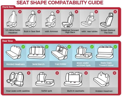 FREESOO Leather Car Seat Covers Full Set, Waterproof Black Seat Covers for Cars Trucks SUV, Luxury Car Seat Covers Front Seats and Back, Automotive Car Seat Cushion Protector Fit for Most Vehicles