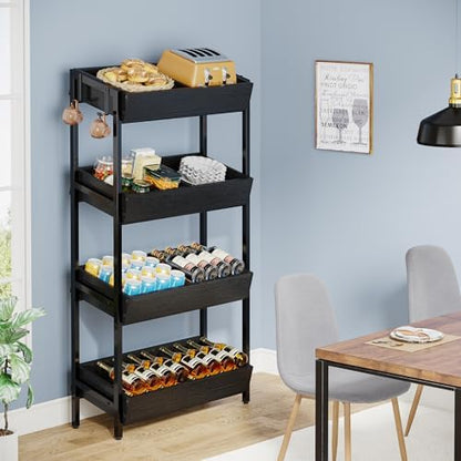 Tribesigns Fruit and Vegetable Basket Stand Rack,4-Tier Produce Shelf Black