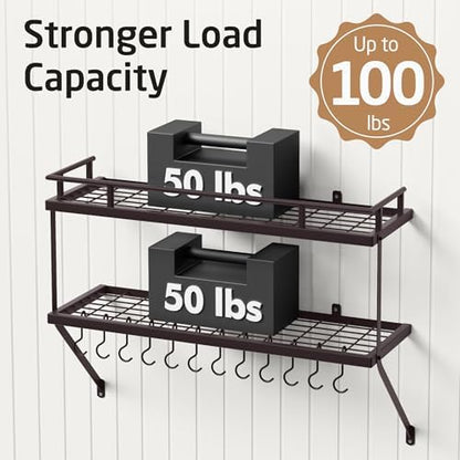 KES 30-Inch Oiled Bronze Pot Rack Wall Mounted, 100 Lbs Capacity, 12 Hooks