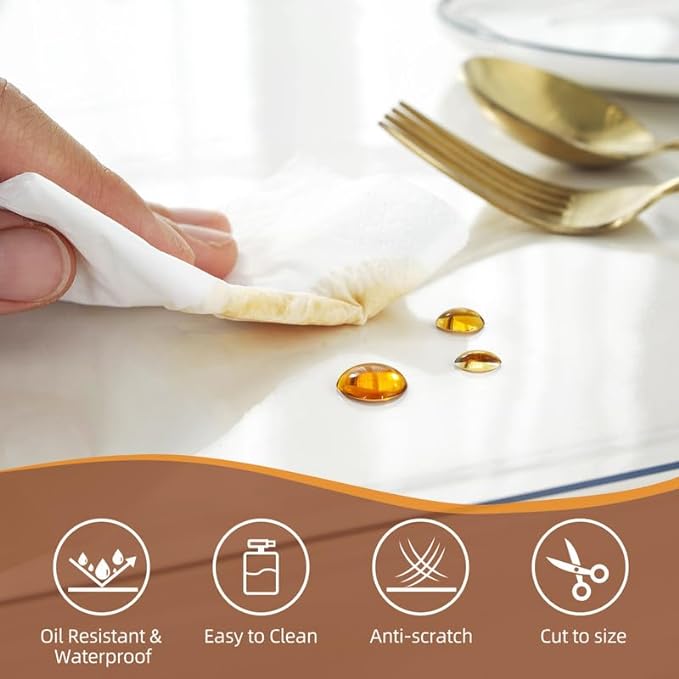 Warmstar Clear Table Cover Protector 34 x 60 Inch,1.5mm Thick Plastic Table Cover Rectangle,PVC Clear Table Protector,Desk Protector Mat for Kitchen, Dresser, Writing Desk，Dining Room Table
