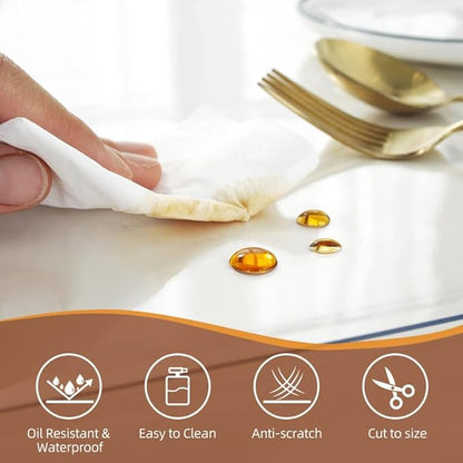 Warmstar Clear Table Cover Protector 40 x 88 Inch,1.5mm Thick Plastic Table Cover Rectangle,PVC Clear Table Protector,Desk Protector Mat for Kitchen, Dresser, Writing Desk，Dining Room Table