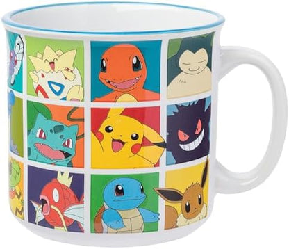 Silver Buffalo Pokémon Pikachu, Snorlax, Eevee, Ceramic Camper Mug, 20oz