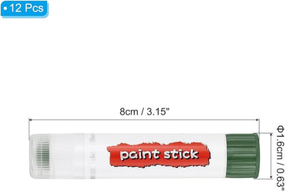 PATIKIL Tempera Paint Sticks, 12 Pcs Solid Tempera Paints Sticks Washable Bulk Markers Pen Quick Drying for Artists Beginners Art Supplies, Olive Green