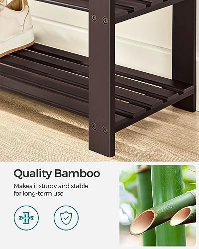 SONGMICS Bamboo Shoe Bench, 3-Tier Shoe Rack, 11.8 x 35.4 x 19.2 Inches