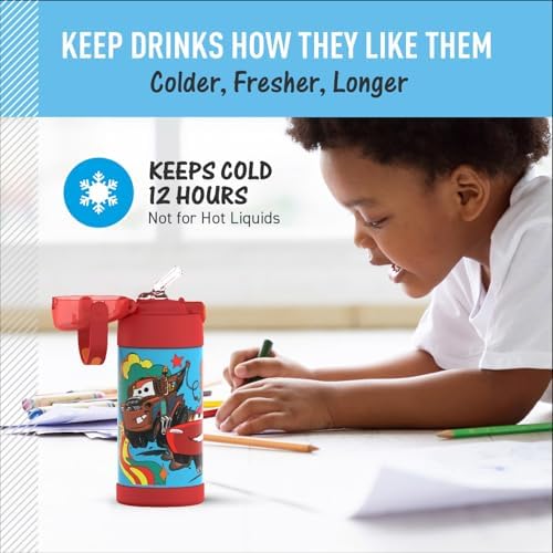 THERMOS FUNTAINER Water Bottle with Straw, 12oz, Cars