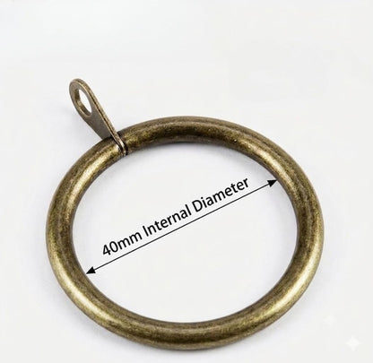 Metal Curtain Hooks Rings 40mm Internal Diameter Eyelets for Curtain Poles Drapery Pole Hooks Antique Brass Pack of 24
