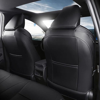 CocheFamilia Custom Fit Corolla Car Seat Covers for Select Toyota Corolla 2023 2024 2025 Hybird SE & 2023 2024 Hybird Nightshade - Full Set,Leather(Black)