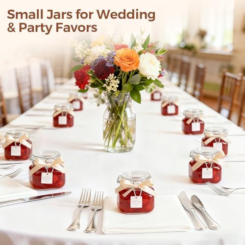 ComSaf Square Small 17 oz Glass Jars with Airtight Lids 6 Pack Wide Mouth