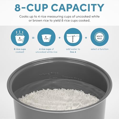 AROMA Digital Rice Cooker, 4-Cup (Uncooked) / 8-Cup (Cooked), Steamer, Grain Cooker, Multicooker, 2 Qt, Stainless Steel Exterior, ARC-914SBD