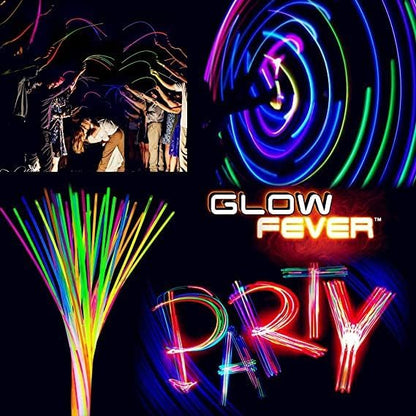 Glow Fever Glow Sticks Bulk 100ct 22'' Glow Necklaces with Connectors, Neon Light Sticks for Party Festivals Raves Concert Birthday Wedding, Tricolor